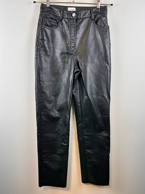 Aritzia Wilfred Black Faux Leather Pants Size 4 High Rise Straight Vegan Leather